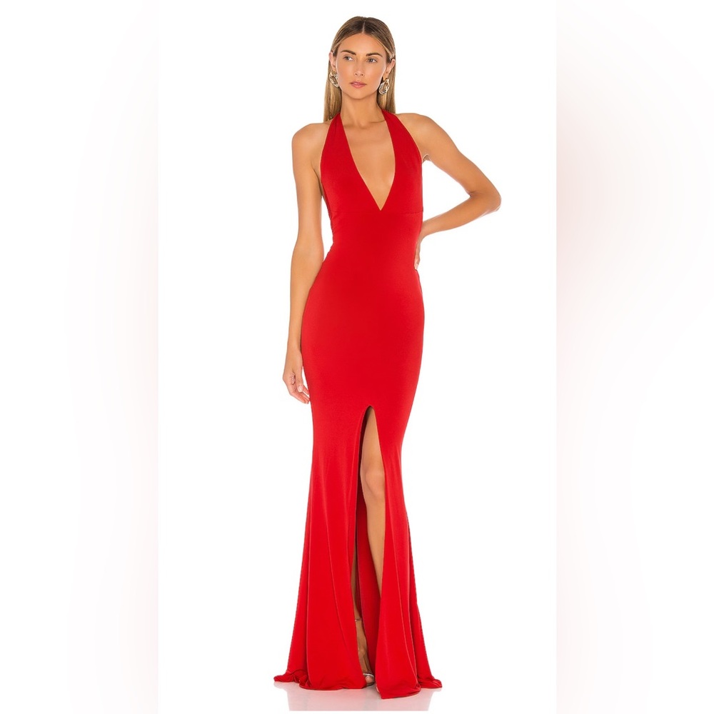 Illegal halter gown in red